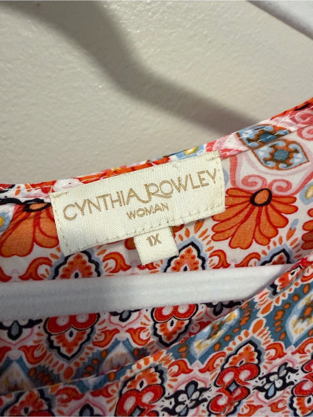 Cynthia Rowley Orange Multi Floral-Print Short Sleeve Top